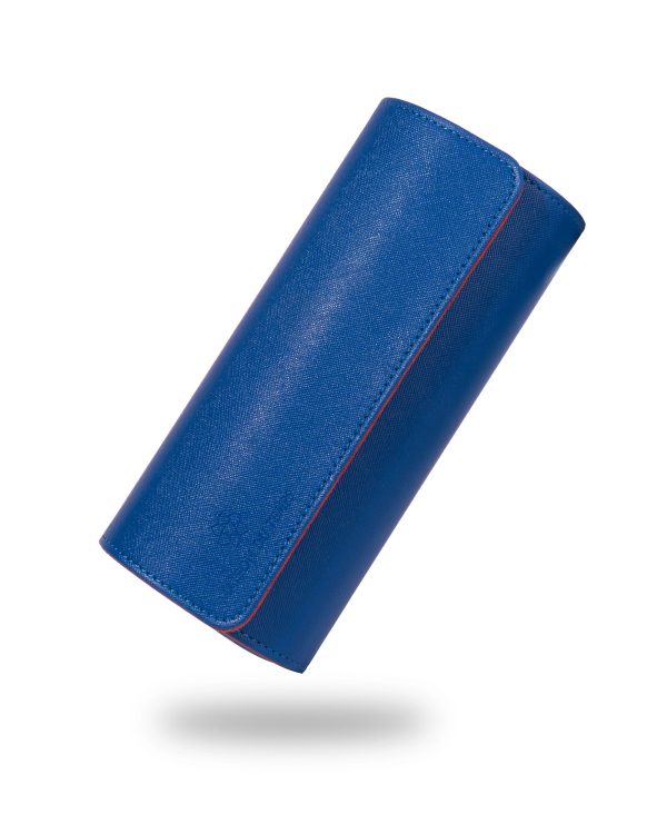 Étui élégant bleu et vert pour trois montres